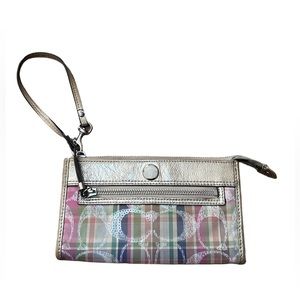 Coach multicolor wristlet clutch